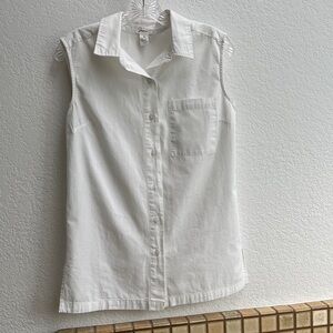 Japna White Sleeveless Button-Down Shirt